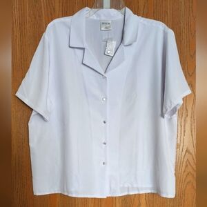 Bedford Fair Plus Size Women's White Button Short Sleeve Blouse Sz 26W (NWT)